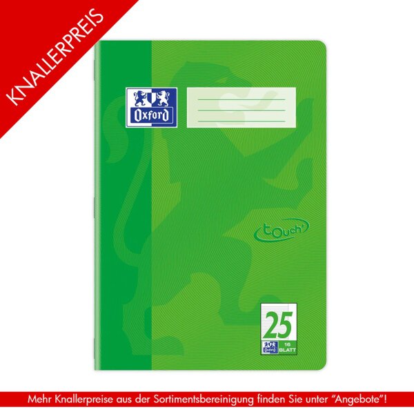Schulheft OXFORD Touch A4-16 Blatt, 90g/qm - Lineatur 25...