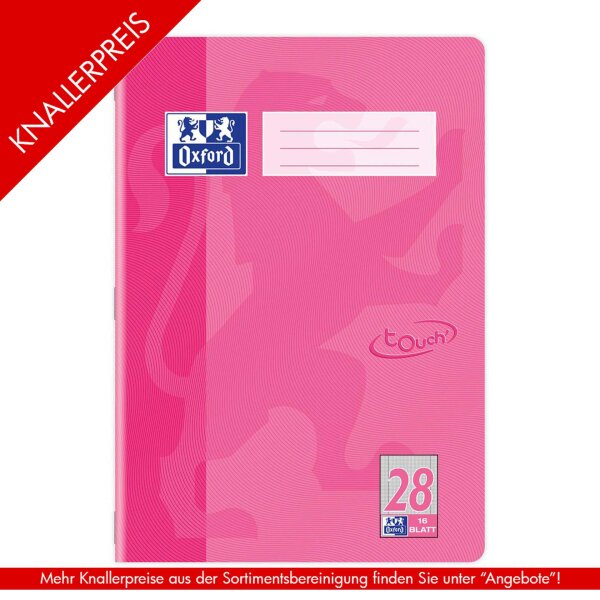 Schulheft OXFORD Touch A4-16 Blatt, 90g/qm - Lineatur 28...