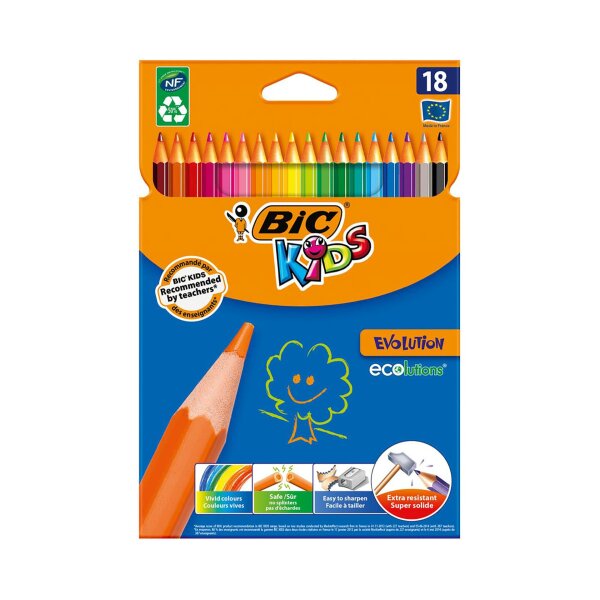 Buntstift BIC® KIDS ECOlutions EVOLUTION, 18er Kartonetui