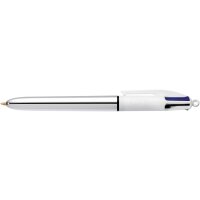 4-Farb-Druckkugelschreiber Shine 0,4 mm - silber/weiss
