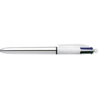 4-Farb-Druckkugelschreiber Shine 0,4 mm - silber/weiss