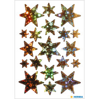 Schmuck-Etikett DECOR - goldene Sterne Holographie
