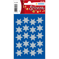 Schmuck-Etikett DECOR - silberne Sterne, 6-zackig Ø 21 mm