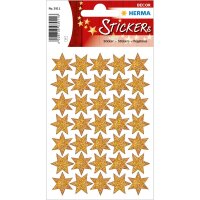 Schmuck-Etikett DECOR - goldene Sterne, 6-zackig Ø 16 mm