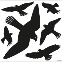 Fenster-Etikett Warnvögel 30x30cm schwarz, wetterfeste Folie