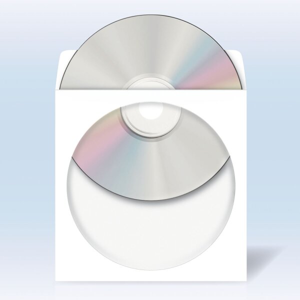 CD-/DVD-Papierhülle, selbstklebend - weiß, 1000 Stück