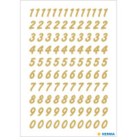 Klebe-Zahlen 8 mm, wetterfest - 0-9, gold auf transparenter Folie