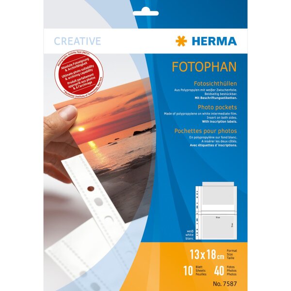 HERMA Fotophan Sichthüllen DIN A4, für Fotos 13 x 18 cm,quer