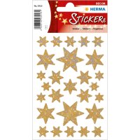 Schmuck-Etikett DECOR - goldene Sterne, 6-zackig...