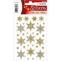Schmuck-Etikett DECOR - silberne Sterne, 6-zackig reliefgeprägt