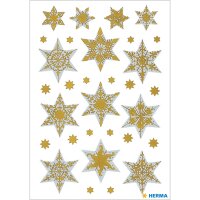 Schmuck-Etikett DECOR - silberne Sterne, 6-zackig reliefgeprägt