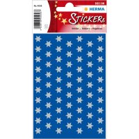 Schmuck-Etikett DECOR - silberne Sterne, 6-zackig Ø 8 mm