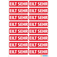 TextEtikett EILT SEHR Kleinpackung 12 x 40 mm - rot / weiß