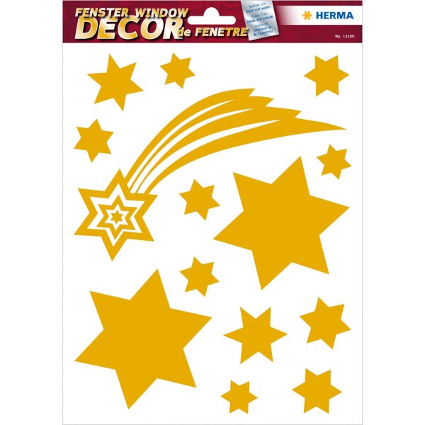 HERMA Schmucketikett Fensterbilder Sterne Gold