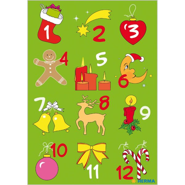 HERMA Schmucketikett Decor Adventskalender 1-24, Motiv