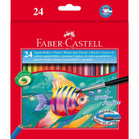Aquarellfarbstifte für Kinder - 24er Kartonetui Aquarellfarben + Pinsel
