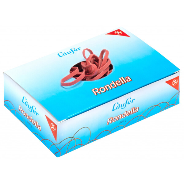 Rondella Gummibänder 150x10 mm / 100 mm Schachtel mit Entnahmeöffnung, 500g, rot - rot