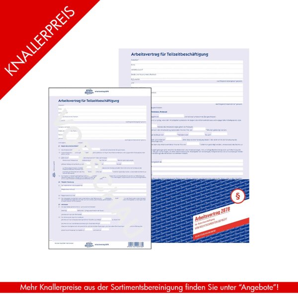 Vordruck Arbeitsvertrag TZ- beschäftigt A4 - SD Preis per...