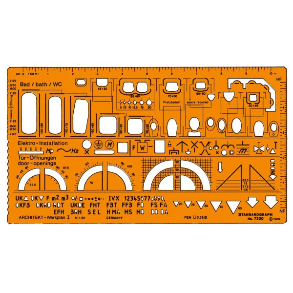 Architektur-Schablone Werkplan 1 - Maßstab 1:50
