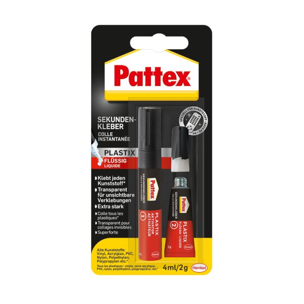 Pattex Sekundenkleber Plastix flüssig auch für PP - 2g BK