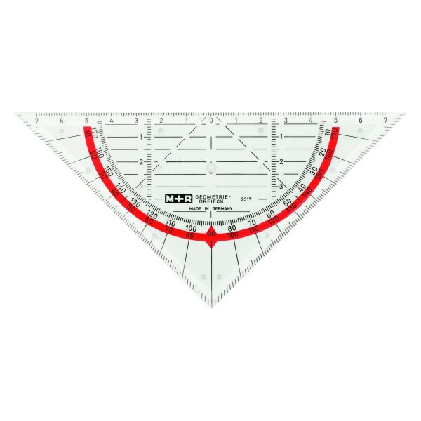 Geodreieck 17cm glasklar rot hinterlegt