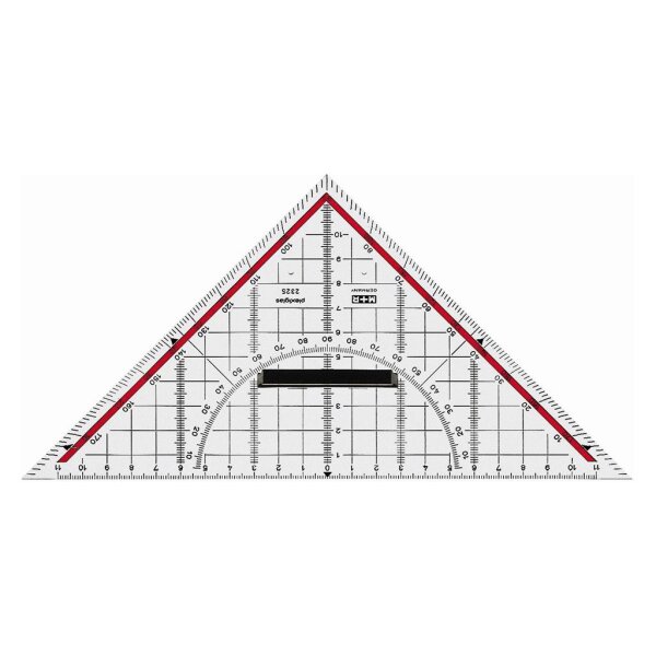 Geodreieck 23cm Acrylglas glasklar rot hinterlegt