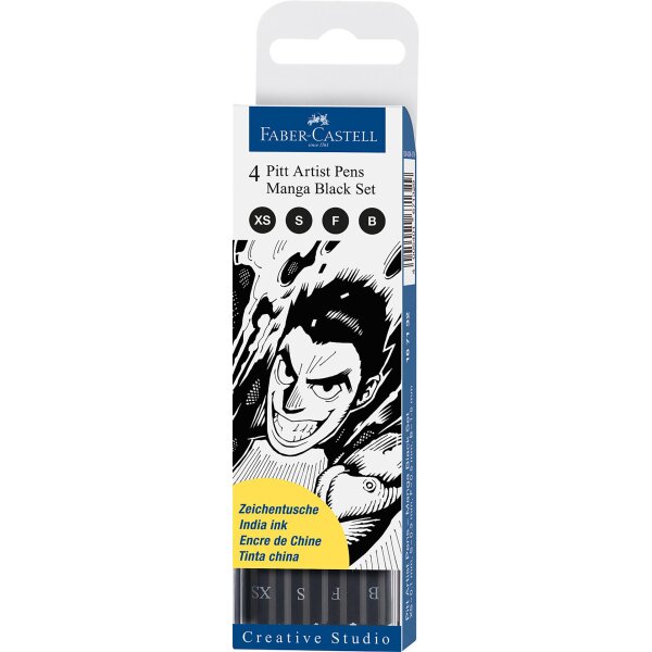 Tuschestift PITT ARTIST PEN Manga Black, sortiert mm, schwarz, 4er Etui