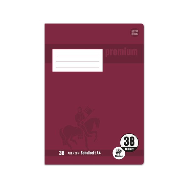 Premium Schulheft A4-16Bl 90g/qm - Lin38 kariert mDR...