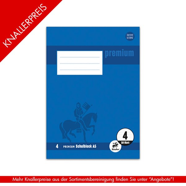 Premium Schulblock A5-50Bl 90g/qm - liniert 2xgelocht