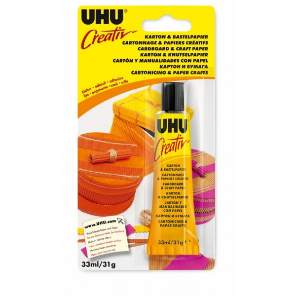 UHU Creativ KARTON & BASTELPAPIER, farblos, Tube mit 33...