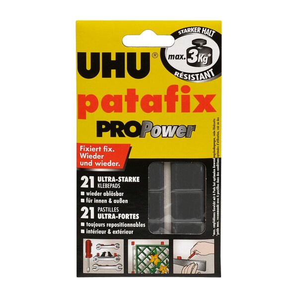 UHU Klebepads patafix PROPower, wieder ablösbar, schwarz