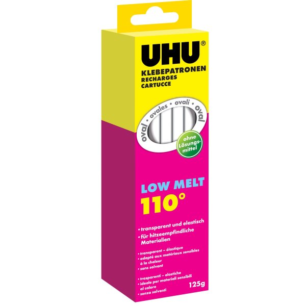 UHU Klebepatrone Low Melt, 125 g, transparent
