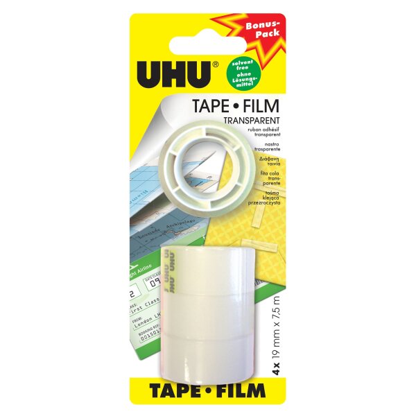 UHU TAPE FILM transparent, 4 Nachfüllrollen 19 mm x 7,5...