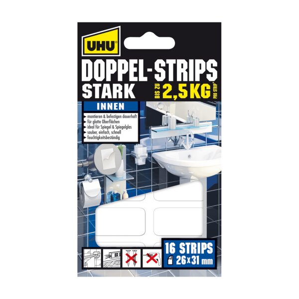 UHU doppelseitige Klebe-Strips stark klebend