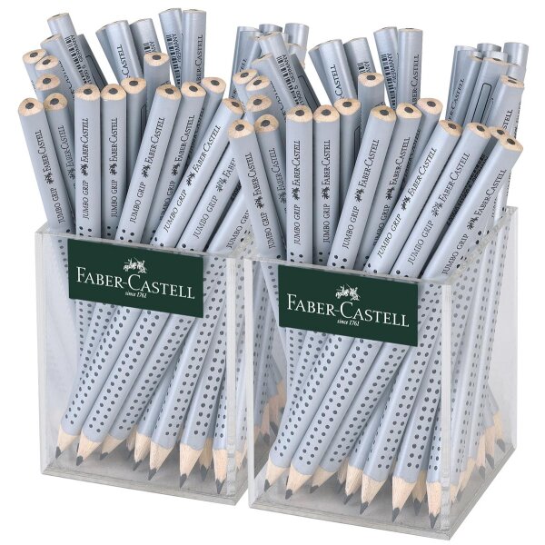 Bleistift Jumbo GRIP silber - B, 2x36er Köcher