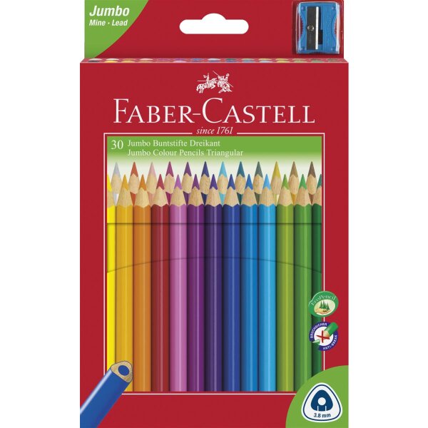 Buntstift Trangular Jumbo, sortiert, 30er Kartonetui