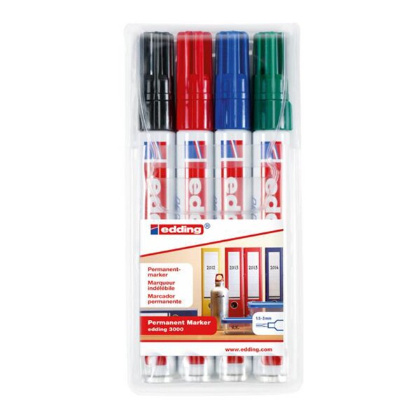 e-3000 permanent marker 4er Etui Grundfarben