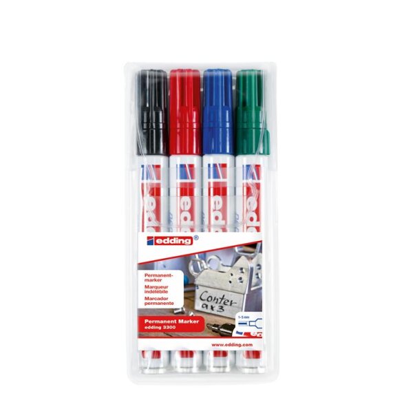 e-3300 permanent marker 4er Etui Grundfarben
