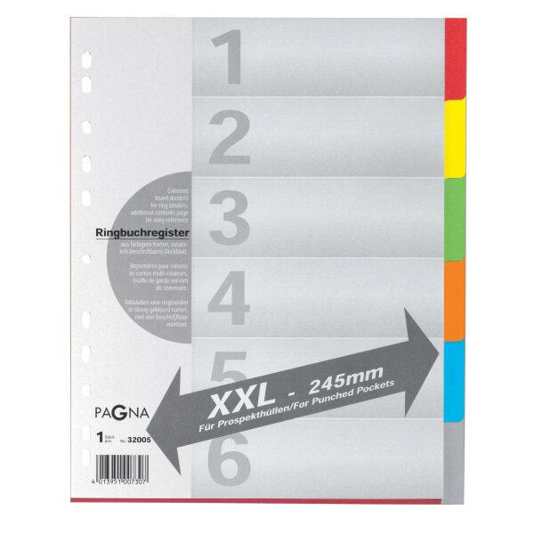 Register A4 XXL 6tlg. 6-farbig