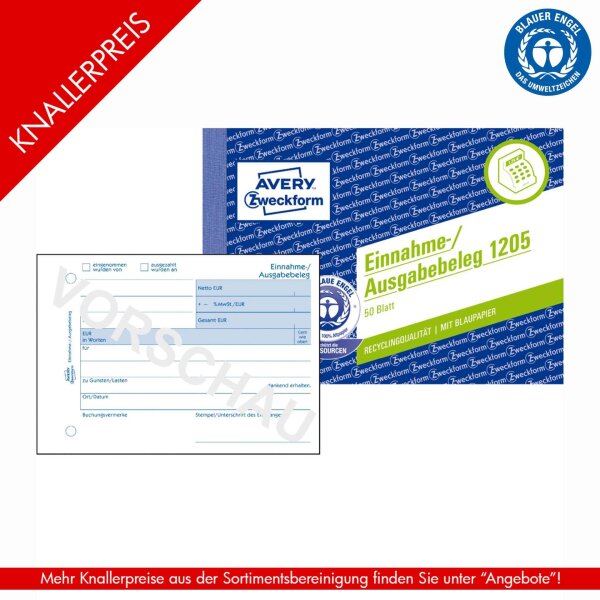 Formularbuch 1205 Einnahme-/Ausgabebeleg RC A6 - 50 Blatt