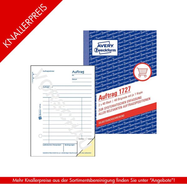 Zweckform Formularbuch Auftrag, SD, A6, 2 x 40 Blatt