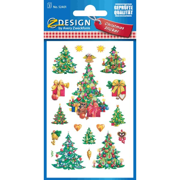 CHR Sticker Weihnachts- bäume Papier, Inhalt: 3 Bogen