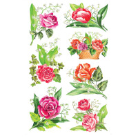 CRE Flower Sticker Rosen Papier, Inhalt: 3 Bogen, Rosen