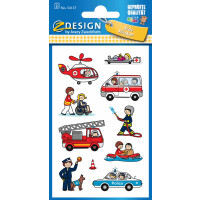 KID Papier Sticker Feuerwehr/Polizei, Inhalt: 3 Bogen