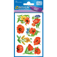 Sticker Flower 76x120mm Papier, Inhalt: 3 Bogen Motiv Mohn