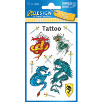 Tattoos 76x120mm bunt, Inhalt: 1 Bogen Motiv Drachen