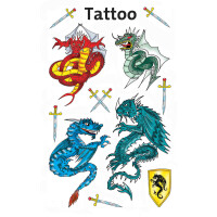 Tattoos 76x120mm bunt, Inhalt: 1 Bogen Motiv Drachen