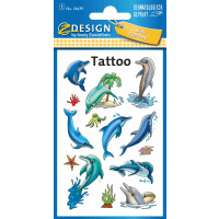 Tattoos 76x120mm bunt, Inhalt: 1 Bogen Motiv Delfine