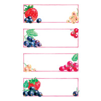 Etikett 76x120 Papier, Inhalt: 3 Bogen Erdbeere + Johannisbeere
