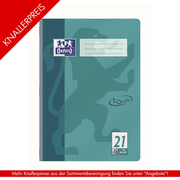Schulheft OXFORD Touch A4-16 Blatt, 90g/qm - Lineatur 21...